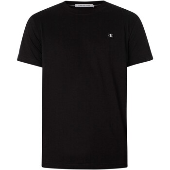 Kleidung Herren T-Shirts Calvin Klein Jeans T-Shirt mit Stickerei-Abzeichen Schwarz