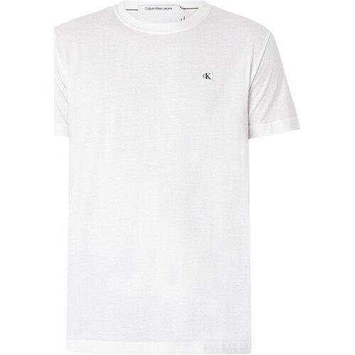 Kleidung Herren T-Shirts Calvin Klein Jeans T-Shirt mit Stickerei-Abzeichen Weiss