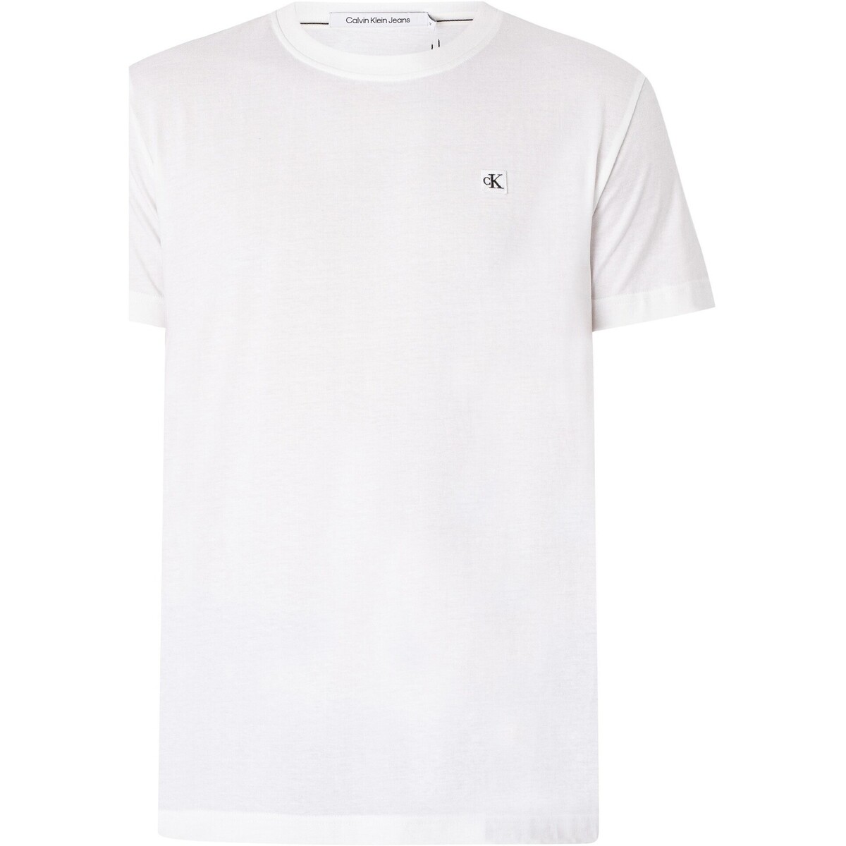 Kleidung Herren T-Shirts Calvin Klein Jeans T-Shirt mit Stickerei-Abzeichen Weiss