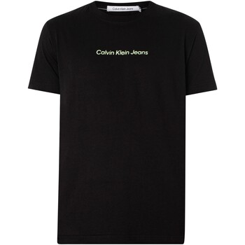 Kleidung Herren T-Shirts Calvin Klein Jeans T-Shirt mit verspiegeltem Logo auf der Rückseite Schwarz