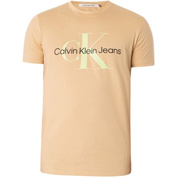 Kleidung Herren T-Shirts Calvin Klein Jeans Saisonales Monologo-T-Shirt Beige