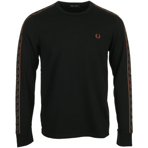 Kleidung Herren T-Shirts Fred Perry Long Sleeve Laured Taped Tee Schwarz