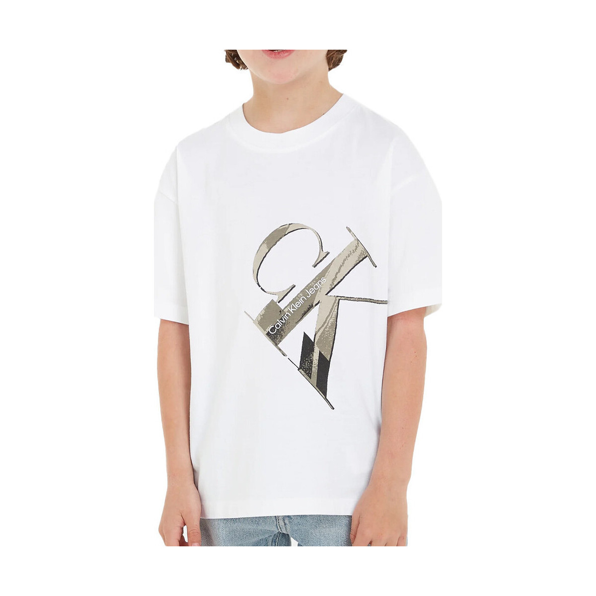 Kleidung Jungen T-Shirts & Poloshirts Calvin Klein Jeans IB0IB01884 Weiss