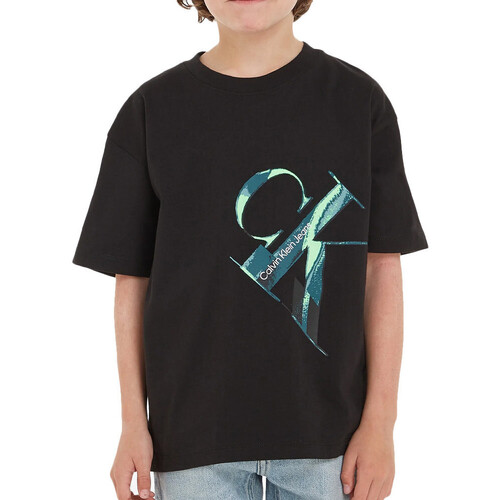 Kleidung Jungen T-Shirts Calvin Klein Jeans IB0IB01884 Schwarz