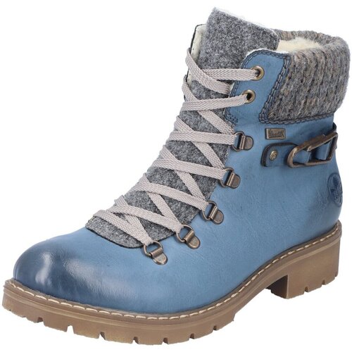 Schuhe Damen Stiefel Rieker Stiefeletten Y9131-15 Blau