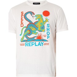 Kleidung Herren T-Shirts Replay Grafisches T-Shirt Weiss
