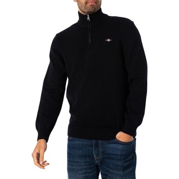 Gant Lässiges Baumwoll-Sweatshirt mit halbem Reißverschluss Schwarz
