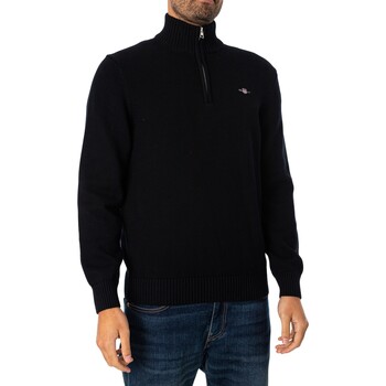 Gant Lässiges Baumwoll-Sweatshirt mit halbem Reißverschluss Schwarz