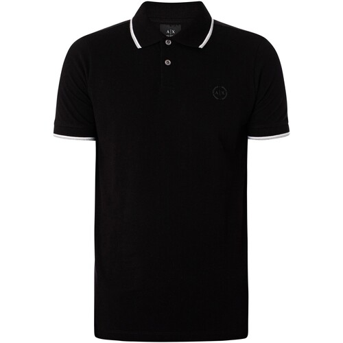Kleidung Herren Polohemden EAX Logo-Poloshirt mit Spitzen Schwarz