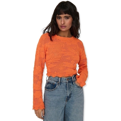 Kleidung Damen Pullover Only Cille Life Knit L/S - Tangerine Orange