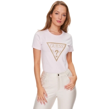 Kleidung Damen T-Shirts Guess logo triangle Rosa