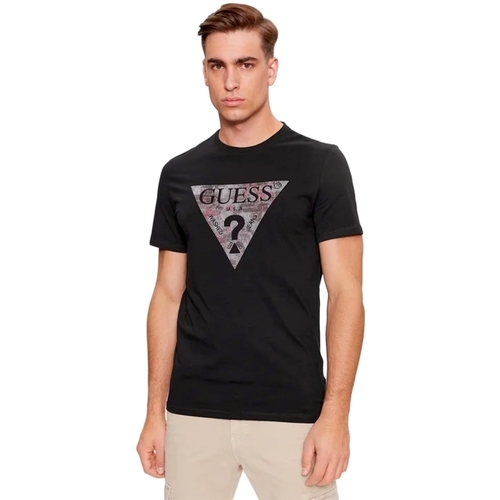 Kleidung Herren T-Shirts Guess Triangle G Schwarz