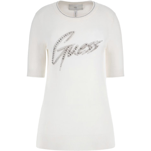 Kleidung Damen Sweatshirts Guess Grace Logo Rn Ss Swtr Weiss