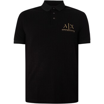 Kleidung Herren Polohemden EAX Poloshirt mit Logo auf der Brust Schwarz