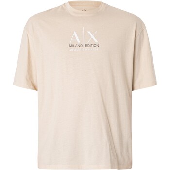 Kleidung Herren T-Shirts EAX Logo Grafik T-Shirt Beige
