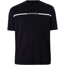 Kleidung Herren T-Shirts EAX Streifen-Logo-T-Shirt Blau