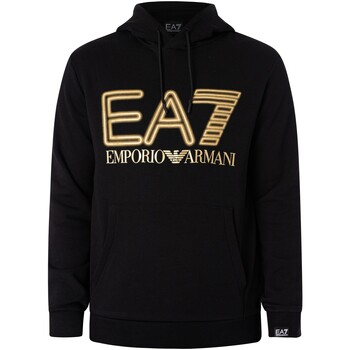 Emporio Armani EA7 Grafischer Neon-Pullover-Hoodie Schwarz