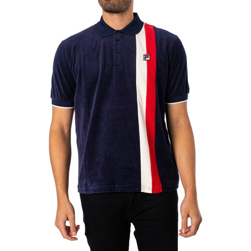 Kleidung Herren Polohemden Fila Terra Color Block Velours-Poloshirt Blau