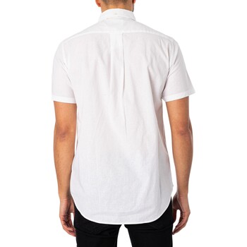 Gant Normales, kurzärmliges Hemd aus Baumwollleinen Weiss