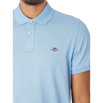 Gant Reguläres Shield-Pique-Poloshirt Blau