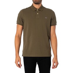 Kleidung Herren Polohemden Gant Reguläres Shield-Pique-Poloshirt Grün