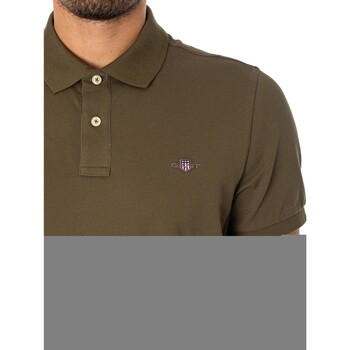Gant Reguläres Shield-Pique-Poloshirt Grün