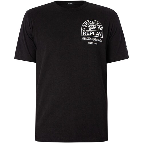 Kleidung Herren T-Shirts Replay T-Shirt mit grafischem Logo auf der Rückseite Schwarz