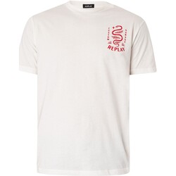 Kleidung Herren T-Shirts Replay T-Shirt mit grafischem Logo auf der Rückseite Weiss