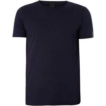 Kleidung Herren T-Shirts Replay Logo-T-Shirt mit Boxärmeln Blau