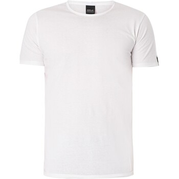 Kleidung Herren T-Shirts Replay Logo-T-Shirt mit Boxärmeln Weiss