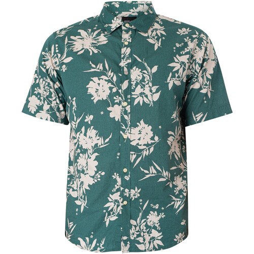 Kleidung Herren Kurzärmelige Hemden Replay Kurzarmhemd mit Blumenmuster Grün