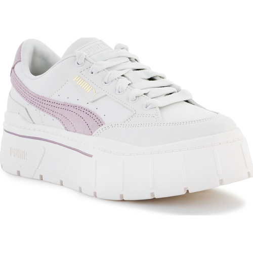 Schuhe Damen Sneaker Low Puma Mayze Stack Premium Whisper White Lilac 384421-01 Weiss
