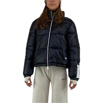 Kleidung Damen Jacken Hinnominate Piumino In Nylon Corto All Zip Con Etichetta Polso Schwarz