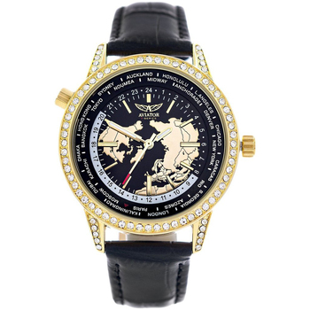 Uhren & Schmuck Damen Armbandühre Aviator F-Series Gold Collection Schwarz
