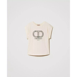 Kleidung Damen T-Shirts & Poloshirts Twin Set T-SHIRT CON RICAMO OVAL T Art. 232TP219A 