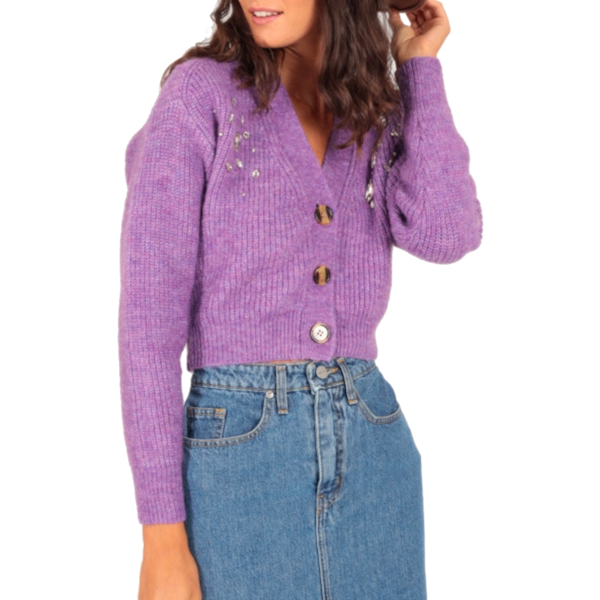 Kleidung Damen Strickjacken Susymix HL303 Violett