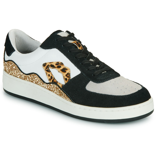 Schuhe Damen Sneaker Low Bons baisers de Paname LOULOU BLANC NOIR LEOPARD Weiss / Gold / Schwarz