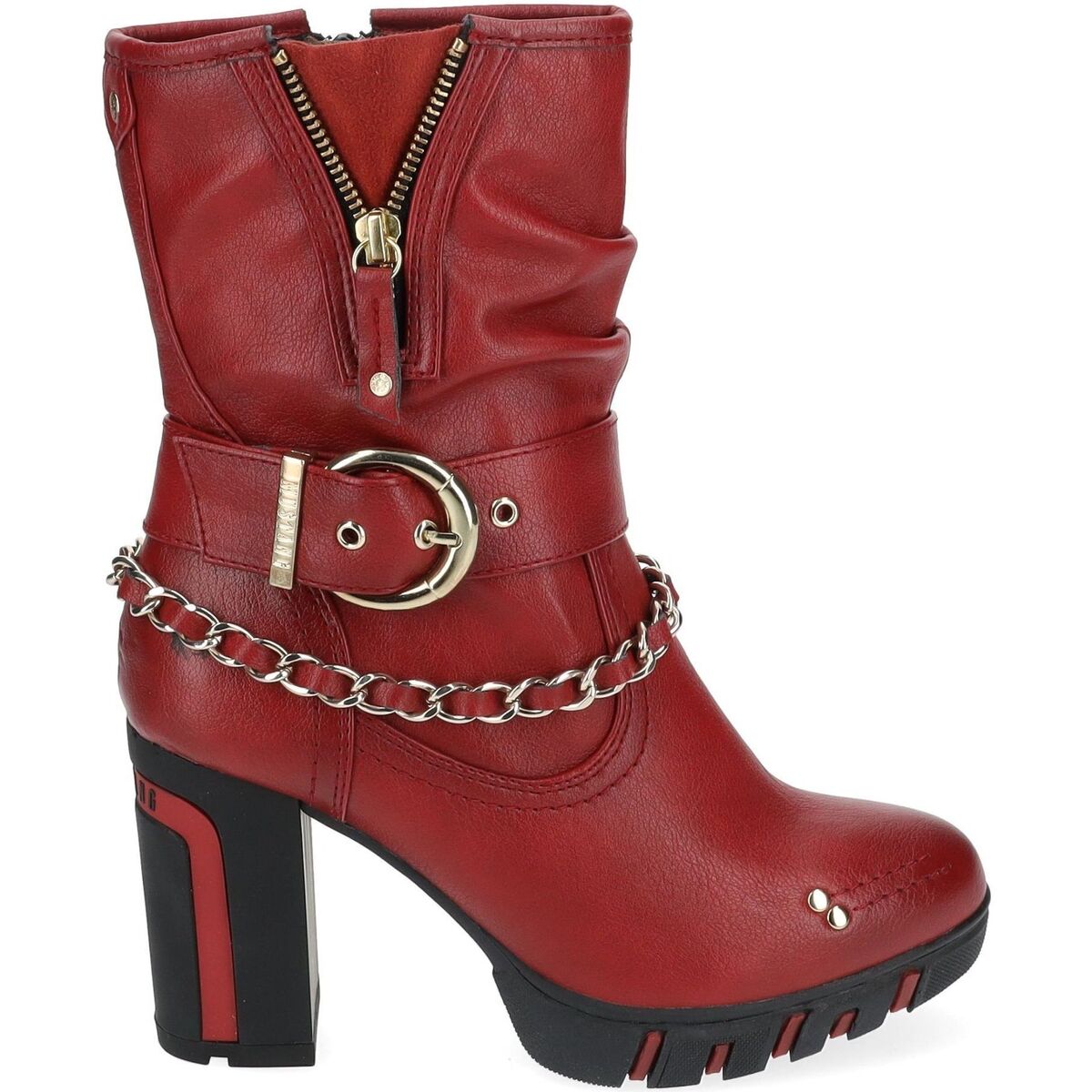 Schuhe Damen Boots Mustang Stiefelette Rot