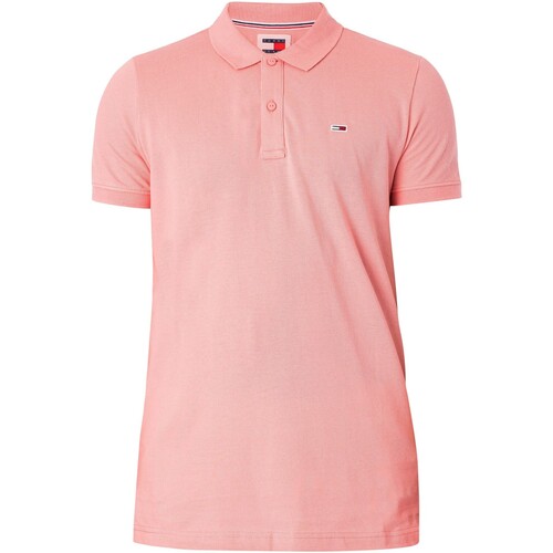 Kleidung Herren Polohemden Tommy Jeans Poloshirt mit schmaler Knopfleiste Rosa