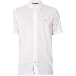 Kleidung Herren Kurzärmelige Hemden Tommy Hilfiger Flex-Popeline-Kurzarmhemd Weiss