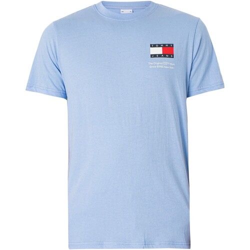 Kleidung Herren T-Shirts Tommy Jeans Schlankes Essential Flag-T-Shirt Blau