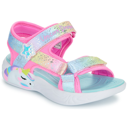 Schuhe Mädchen Sportliche Sandalen Skechers UNICORN DREAMS SANDAL - MAJESTIC BLISS Blau / Rosa / Gelb