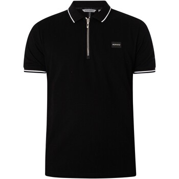 Kleidung Herren Polohemden Antony Morato Poloshirt mit Logo und Reißverschluss Schwarz