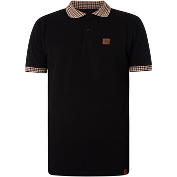 Kleidung Herren Polohemden Trojan Piqué-Poloshirt mit Gingham-Karobesatz Schwarz