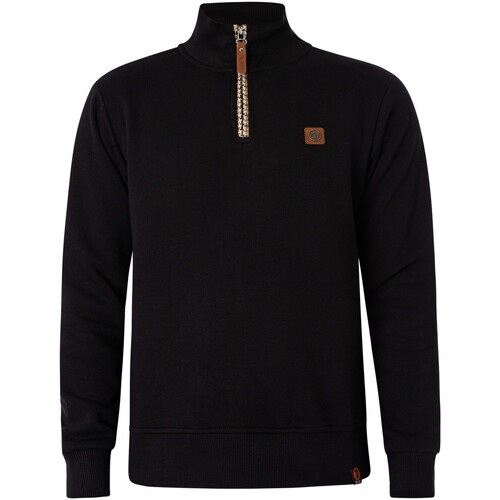 Kleidung Herren Sweatshirts Trojan Sweatshirt mit Hahnentrittmuster und halbem Reißverschluss Schwarz