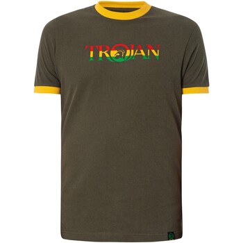 Kleidung Herren T-Shirts Trojan Logo-Ringer-T-Shirt Grün