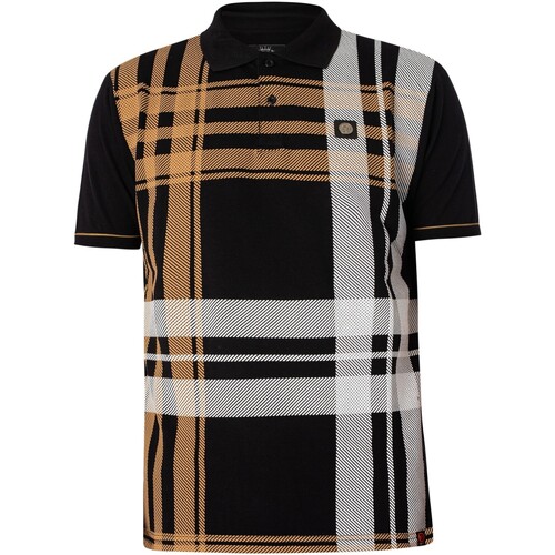Kleidung Herren Polohemden Trojan Übergroßes Poloshirt mit Karoeinsatz Schwarz