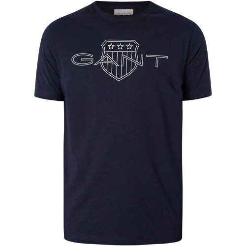 Kleidung Herren T-Shirts Gant Logo T-Shirt Blau
