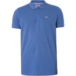 Kleidung Herren Polohemden Tommy Jeans Poloshirt mit schmaler Knopfleiste Blau