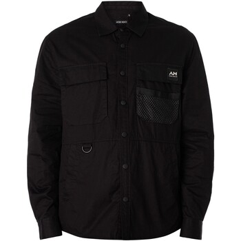 Kleidung Herren Überhemden Antony Morato Twill-Jacke mit normaler Passform Schwarz